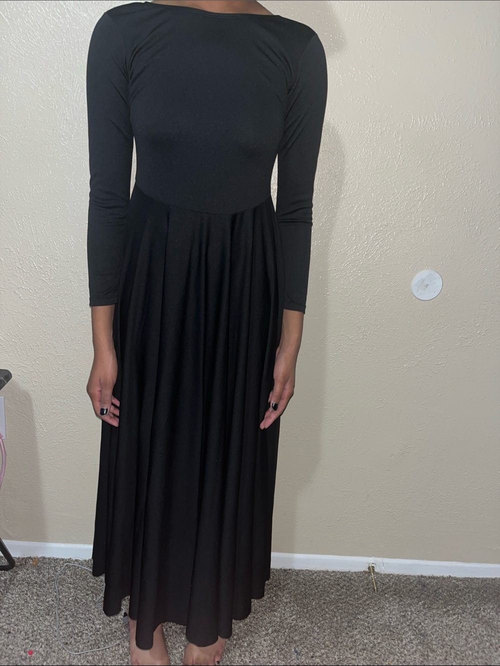 Classic Black Long Sleeve Maxi Dress